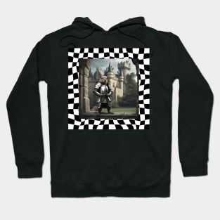 Squirrel Warrior Knight on Checkered Background Hoodie